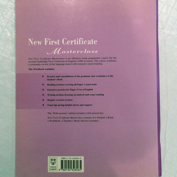 First Certificate Masterclass: Workbook with answers - ESL Book, New Never used - Picture 2 of 8